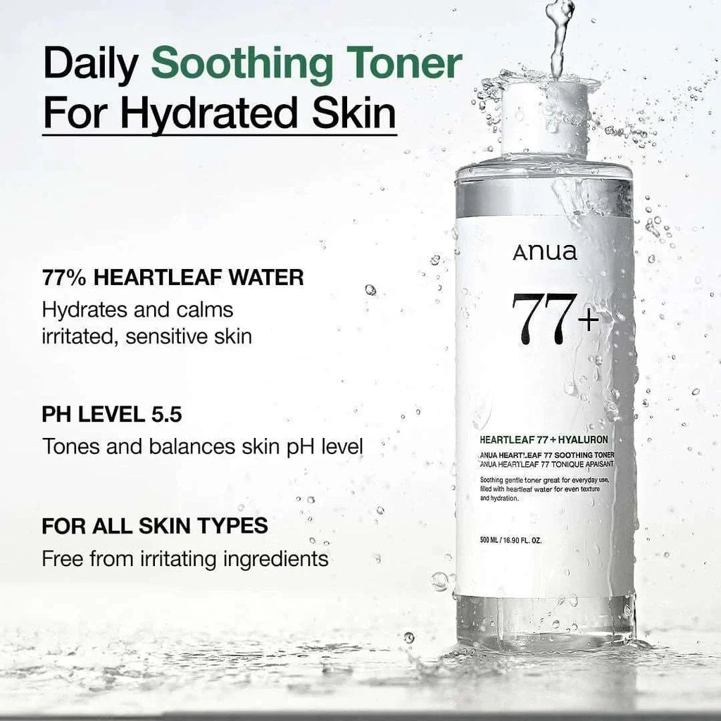Anua Heartleaf 77% Soothing Toner 250ml – texture on skin